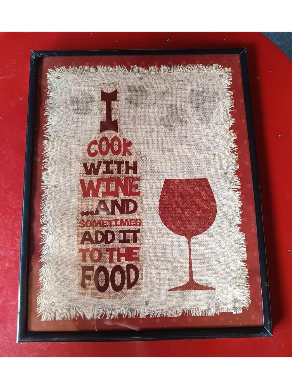 Framed Burlap Wall Art with Wine Theme